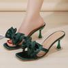 Slides Heeled Shoes with Bow Sexy Green Women's Slippers and Ladies Sandals Designer Luxury Vip Casual Summer Sale Wholesale On