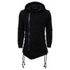Men's Black Streetwear Zipper Hoodies Sweatshirts Hip Hop Casual Hooded Coat With Side Lashing Crossed Hoody Tracksuits