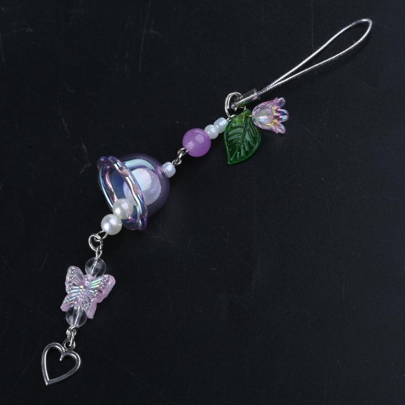 Flower Wind Chime Pendant Phone Charm Hangings Rope Cute Phone Chain Strap Bag Decoration Lanyard Keychain Accessories