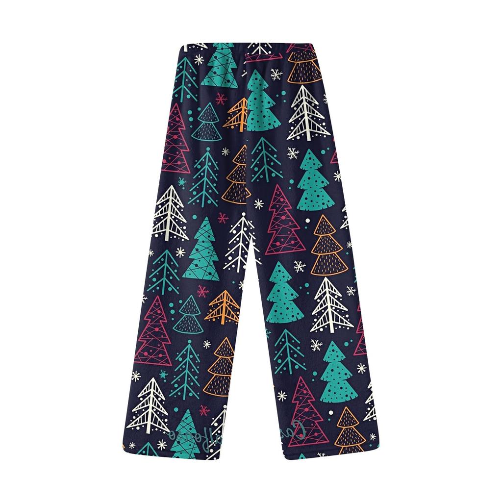 Комплект из двух предметов для взрослых с рождественским принтом, топ с круглым вырезом и длинными рукавами, брюки на резинке, пижамный комплект, костюм для отдыха