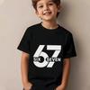 SIX SEVEN Kids Cotton TShirtAdult Boys Girls Family Matching Casual TeeCartoon Number Character Print 67 Years Birthday Tops