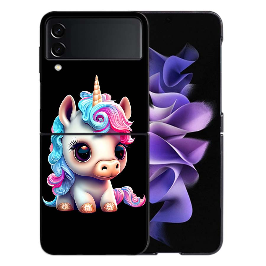 Cute Baby Unicorn For Samsung Galaxy Z Flip 5 4 3 Case Shockproof Hard Cover Phone Z Flip 6 7 5G Z Flip 5 4 5G TPU PC Hard Coq
