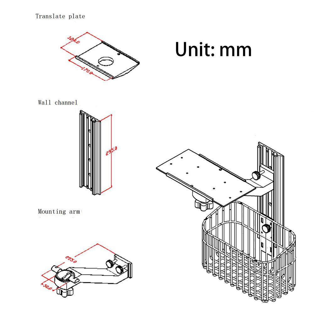 Single Monitor Wall Mount Adjustable Fits,Aluminum Alloy S Shape Wall Mount, Device Monitor Stand with Storage Basket, Wall Mount for Monitor