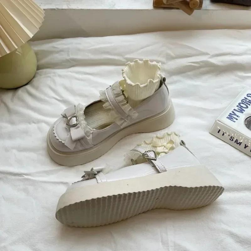 Fashion New Women's Mary Janes Shoes Spring Butterfly Knot Shallow Platform Shoes for Women Dress Students Women's Lolita Shoes Pumps