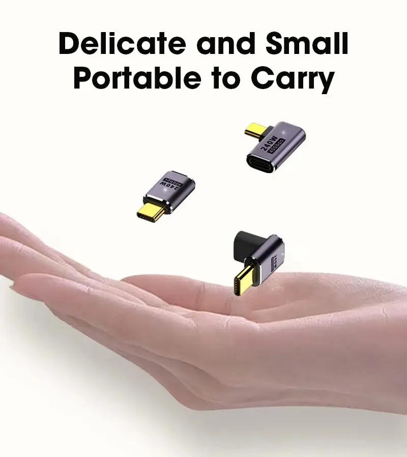 USB 4,0 PD 240 Вт, 8 К, 60 Гц, разъем для зарядного устройства для Macbook, 40 Гбит/с, высокоскоростной USB C OTG U-образный, прямой угловой адаптер «папа-мама»