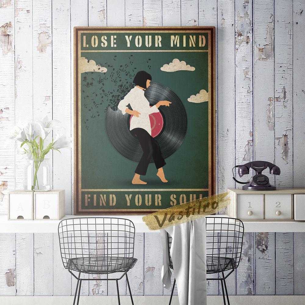 Наслаждайтесь музыкой, танцующей девушкой, винтажный постер с принтом, виниловая пластинка, коллаж, настенная наклейка, холст, живопись