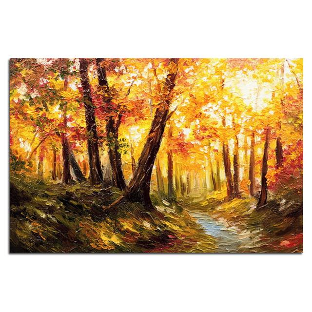 Картина маслом на холсте, художественные постеры и принты, красочные картины с древесными растениями, настенные картины для дома, украшение для гостиной, без рамки