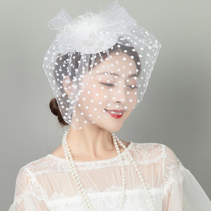 Bridal Face Covering Headgear Veil Old Shanghai Cheongsam Accessories Classical Feather Top Hat
