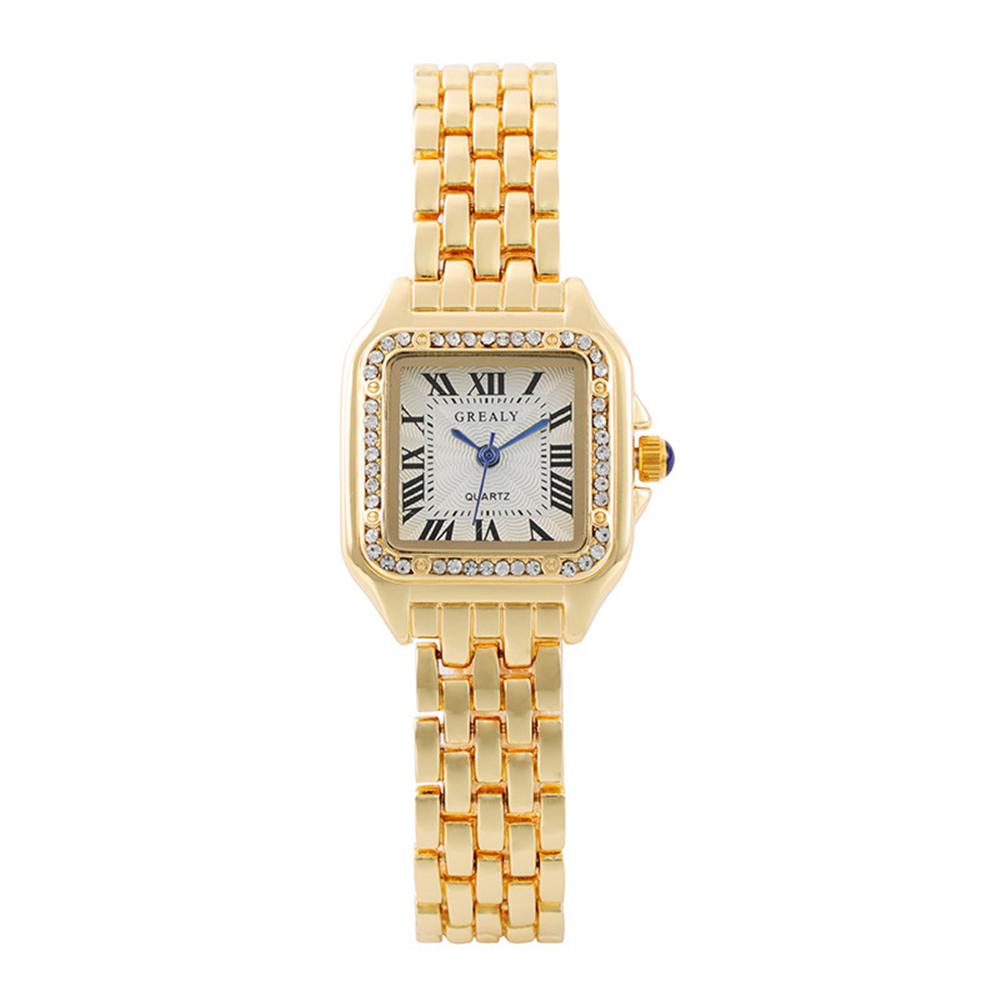 Luxury Women's Fashion Square Watches Gold Alloy Strap Ladies Quartz Wristwatches Qualities Female Roman Scale Clock