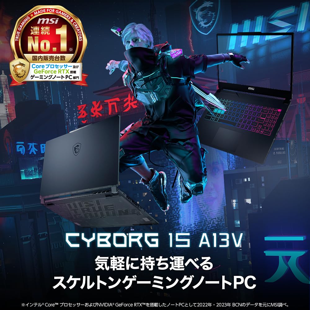 I7 RTX 4060 и легкий игровой ноутбук MSI Cyborg15 Corei7 дюймов [ядра и установленные/тонкий каркас] 1,98 кг RTX4060/15.6