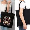 Women Tote Bag Shopper Large Capacity Eco Canvas Shopper with Anime Foldable Fashion Black Handbag