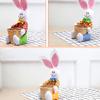 Cartoon Rabbit Design Storage Bamboo Basket Candy Egg Organizer Easter Decor