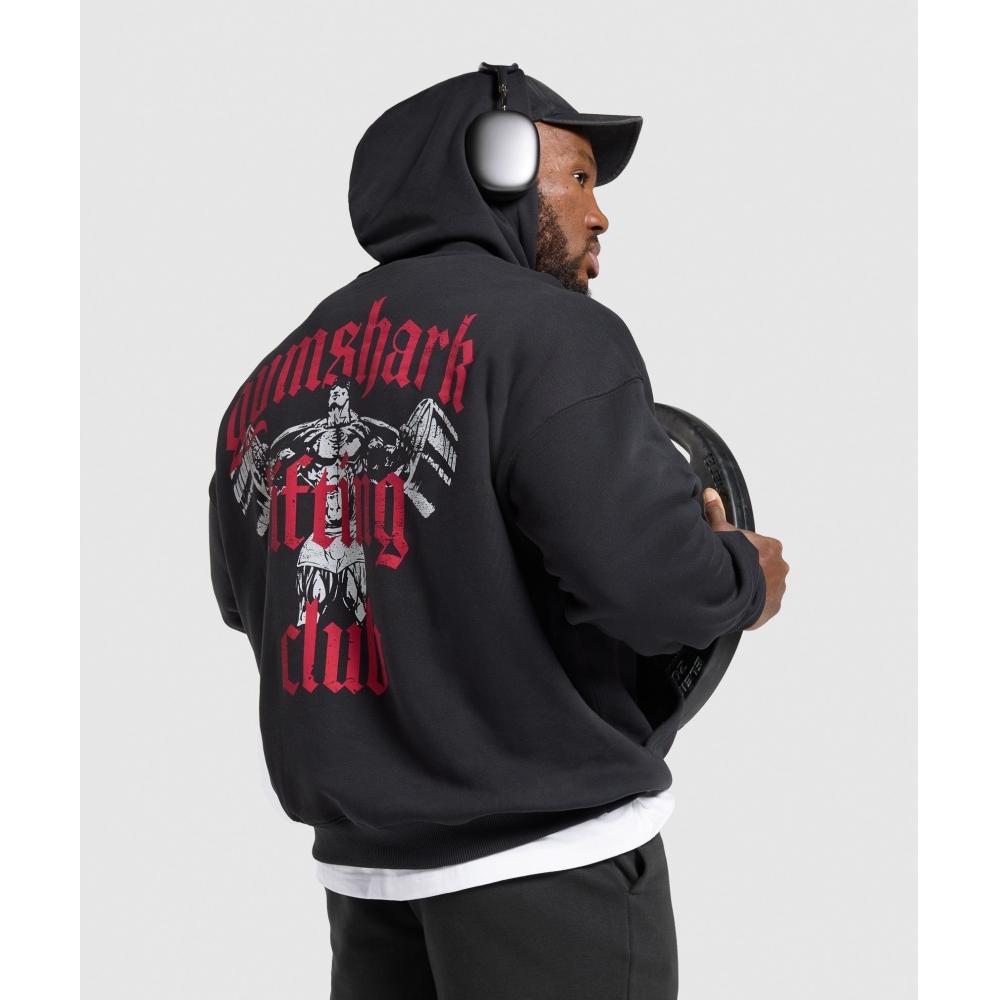 Gymshark Толстовка Lifting Club с капюшоном, черная A1c8c Bb2j