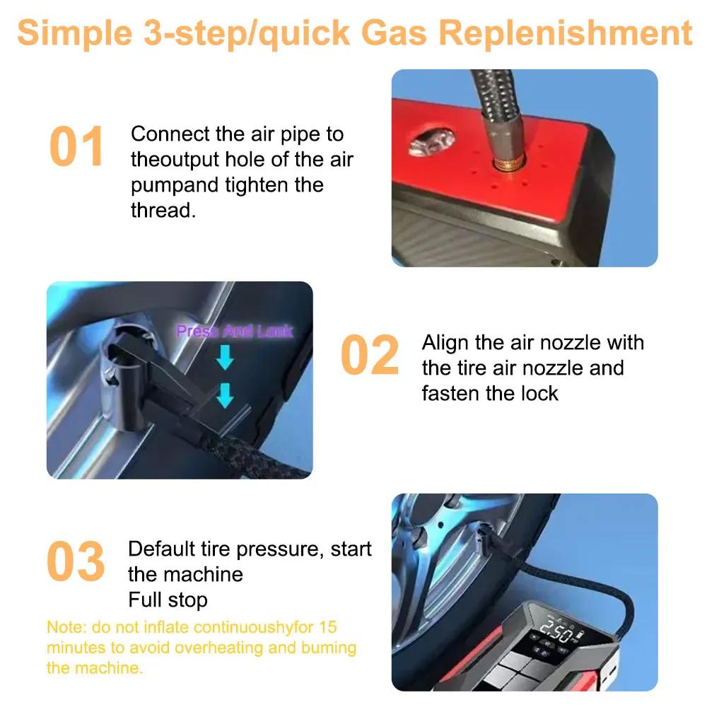 1600A Car Power Bank Jump Starter Portable Emergency Charger Booster Air Pump Compressor Starting inflation integrated machine