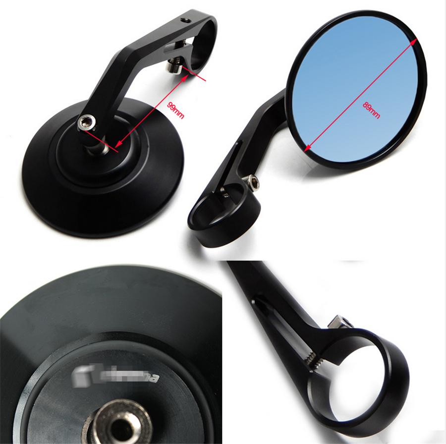 Универсальные круглые мотоциклетные зеркала заднего вида 7/8" на руль, торцевые, хромированные, черные