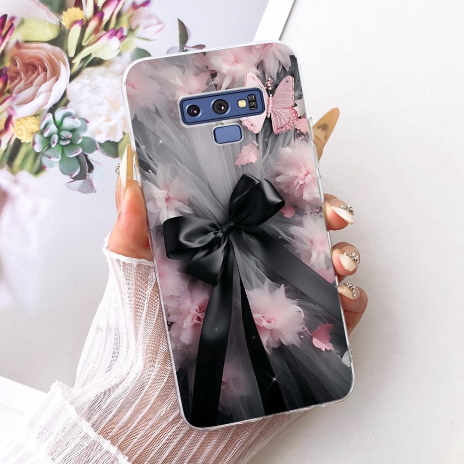 For Samsung Galaxy Note 9 Case SM-N960F Luxury Flower Butterfly Painted Cover Soft Slim Phone Case For Samsung Note 9 Note9 Bags
