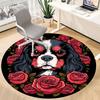 1pc Dog Rose Pattern Chair Carpet for Office, Round Non Slip Durable Large Size Office Carpet, Suitable for Office