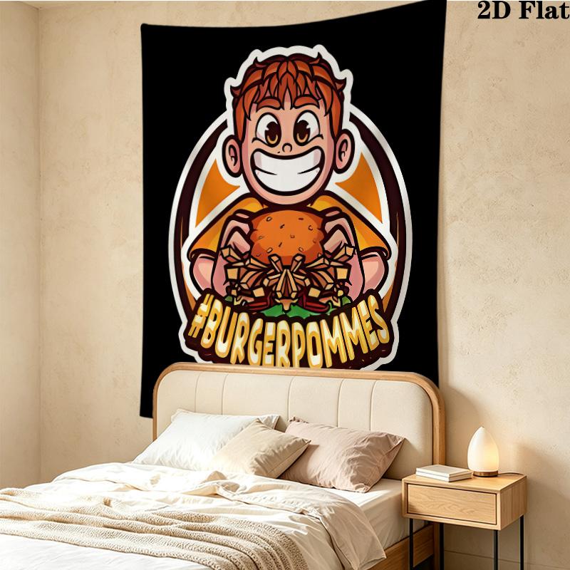 Icrimax Burgerpommes Wall Tapestry Aesthetic Wall Hanging Printed Fabric Blanket Decorative Tapestries For Bedroom Living Room Home Decor