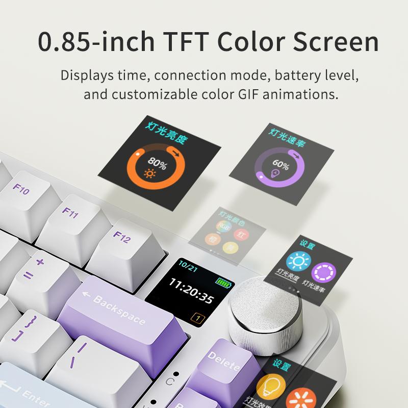 Ajazz AK820 MAX Боковая гравировка Беспроводная Bluetooth игровая механическая клавиатура Игровая Офисная Все клавиши Горячая замена