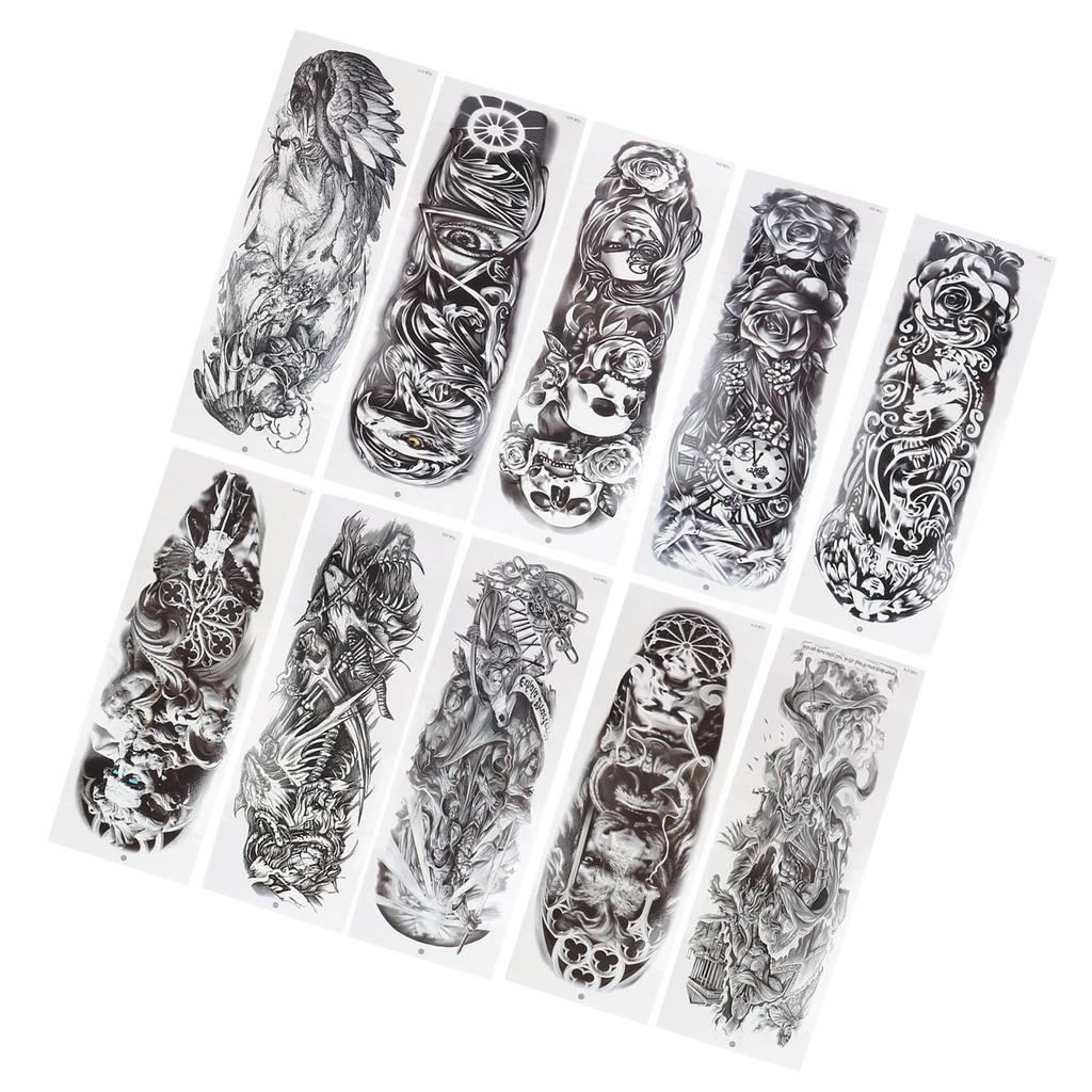 10 листов водостойкая наклейка-тату на всю руку, унисекс, изысканная временная наклейка-тату