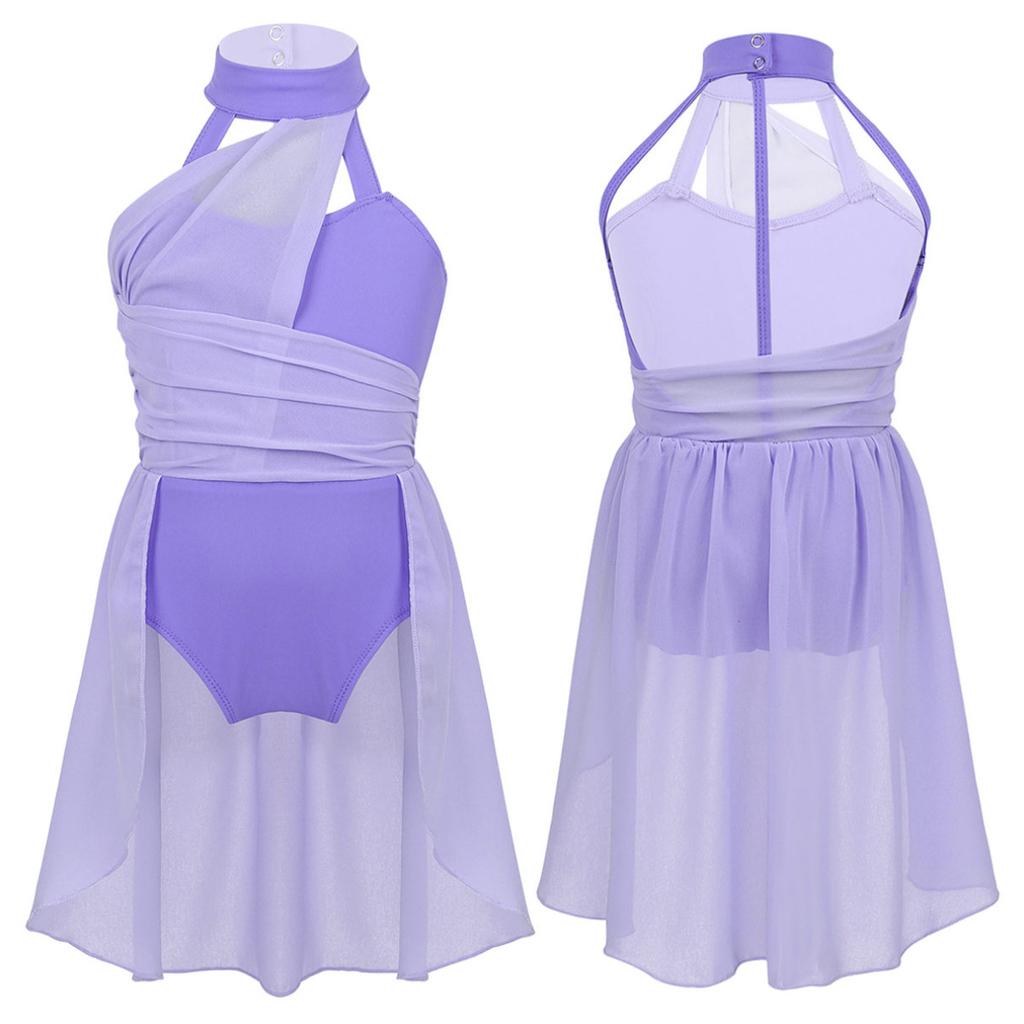 Балетное платье для девочек, детский шифоновый лиф с рюшами, танцевальное трико, лирический танцевальный костюм, современная танцевальная одежда