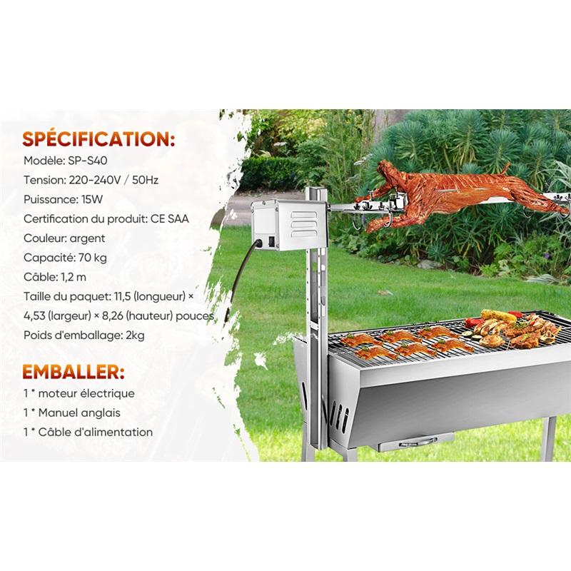 Электрический мотор для вертела-гриля Коза Свинья Курица Барбекю Вертел Вращающийся Вертел Наружные Аксессуары для Барбекю SP-S40 Нержавеющая Сталь