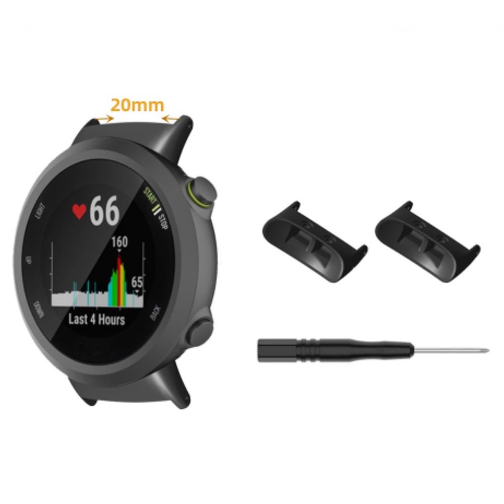 1 Pair Metal Watch Band Connectors with Screwdriver For Garmin Forerunner 45/45S/Swim 2, 20mm Inner Diameter