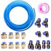 Blue 10M PU AIR Pneumatic KIT OD 8mm X 5mm ID with 16 Sets Connectors