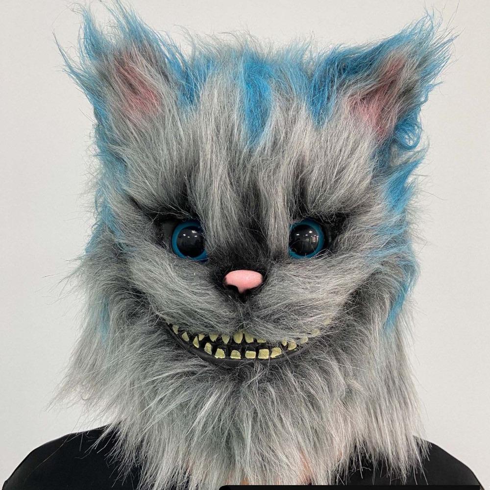 Plush Cat Mask Latex with Fur Animal Cosplay Costumes Props Horror Halloween Party Masquerade Mardi Gras Carnaval Masks
