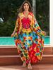 Plus Size Kaftan Multicolored Bohemian Printed Summer Long Beach Dress Women Homewear Outfit Swim Suit Cover Up Loose Caftan