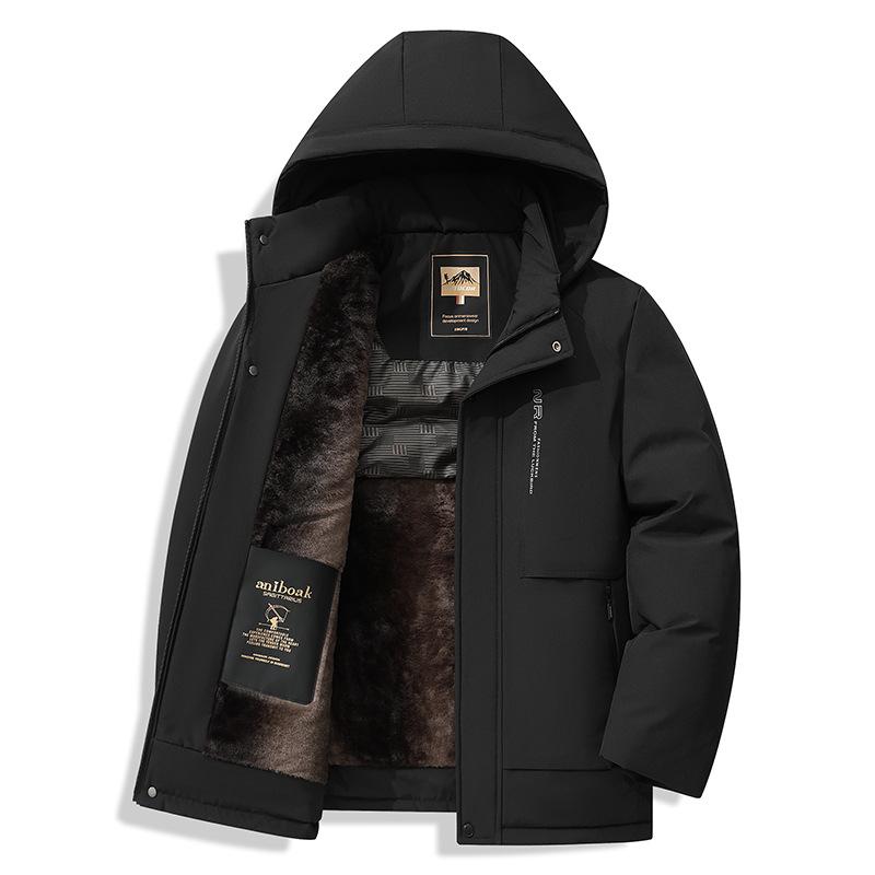 Мужская зимняя куртка с капюшоном в стиле business casual - Толстая стеганая хлопковая верхняя одежда для среднего и пожилого возраста, тепло и стиль.