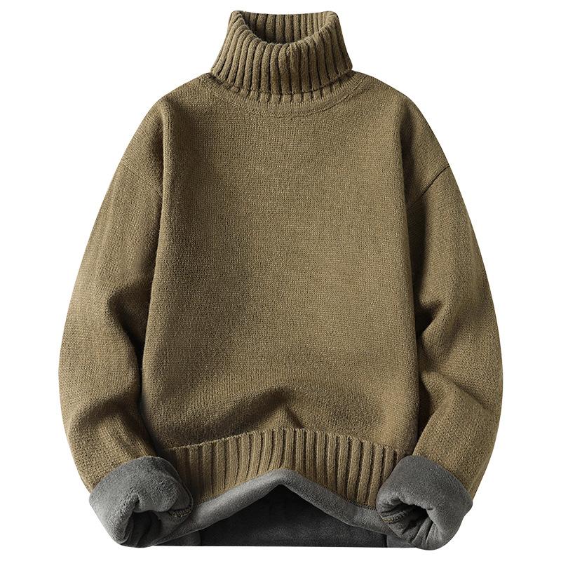 5 классических цветов осень и зима мужской длинный рукав высокий воротник однотонный с толстым флисом пуловер свитер мужской теплый вязаный свитер