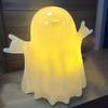 Resin Light-up Ghost Halloween Decor Little White Ghost Figurine Cute Glowing Ghost Statue for Home Table Tiered Tray Decor