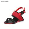 2024 New Gladiator Sandals Women Fretwork Strange Heel Women Sandals Summer Wedge Womens Shoes Red Black White Women Sandals