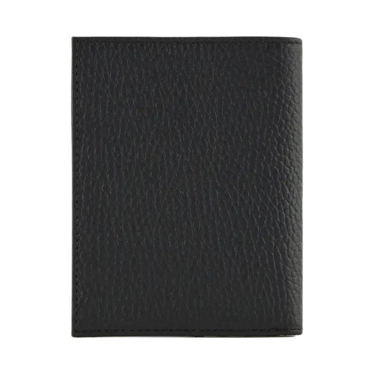 Emporio Armani Складная многослойная визитница Кожаный кошелек Мужской кошелек Черный EM000957AF13396UC001