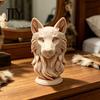 PLA Фигурка Волка 3D Печатная Фигурка, Реалистичная Статуэтка с Круглым Современным Декоративным Основанием, Скульптура Дикого Животного для Украшения Дома, Офиса, Книжной Полки