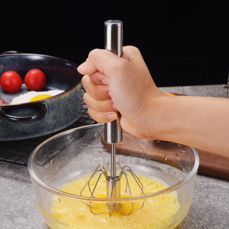 Stainless Egg Beater Semi-automatic Rotating Egg Stiring Cream Whisk Hand-held Mixer Kitchen Baking Gadgets 2