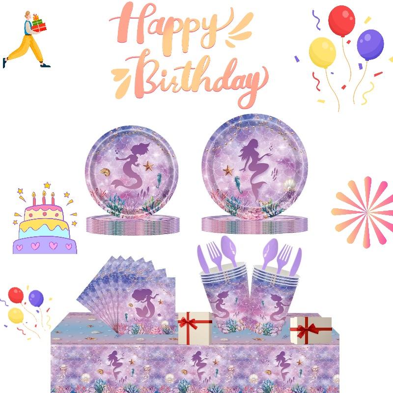 Mermaid-themed Party Paper Plates And Cutlery Set For A Dreamy Celebration