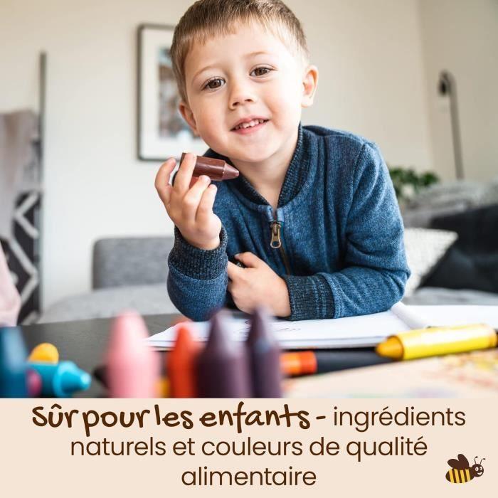 Crayons en Cire d'Abeille - Honeysticks - Boîte de 12 - Non Toxiques - Faits Main - Écologiques