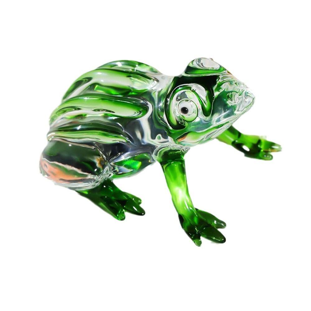 Crystal Home Decoration Ornaments Green Frog Ornament Pretty Glass Ornament Home