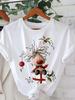 100% Cotton T Shirt Women's Christmas Graphic Print T-Shirt Short Sleeve Crew Neck Casual Top Festive Holiday Kawaii Clothes