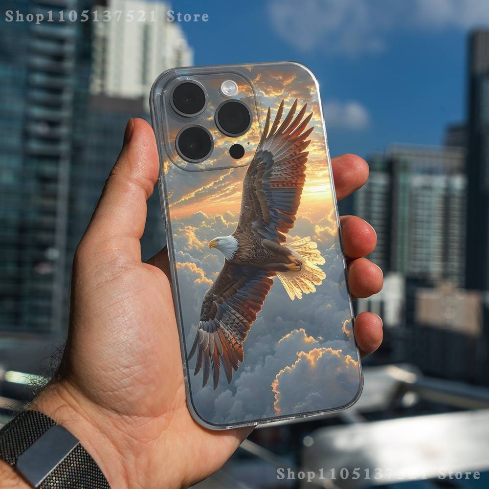Cool Animal Eagle Art Phone Case For iPhone 16,15,17,12,13,14,11 Max,Pro,Plus,X,XS,XR,SE4,E Mini Transparent Cover
