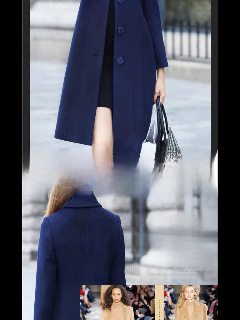 Women's Mid-Length Wool Coat, 2025 Autumn/Winter, Hepburn Style, Slim Fit, Plus Size