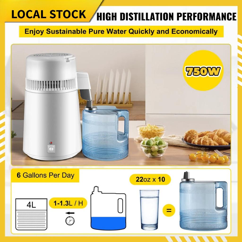 750W 4L Pure Water Distiller Distilled Water Maker  Filter Stainless Steel Electric Distillation Purifier