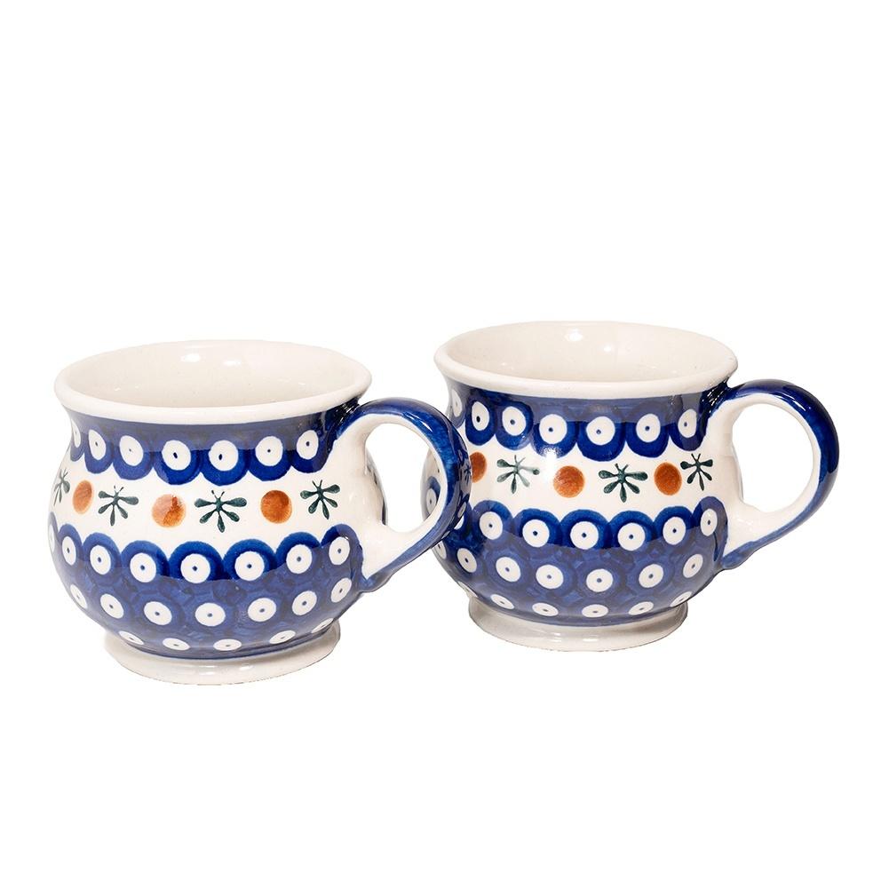 Ceramics Bolesławiec (AC) coffee and tea set, k2 pattern, with barrels