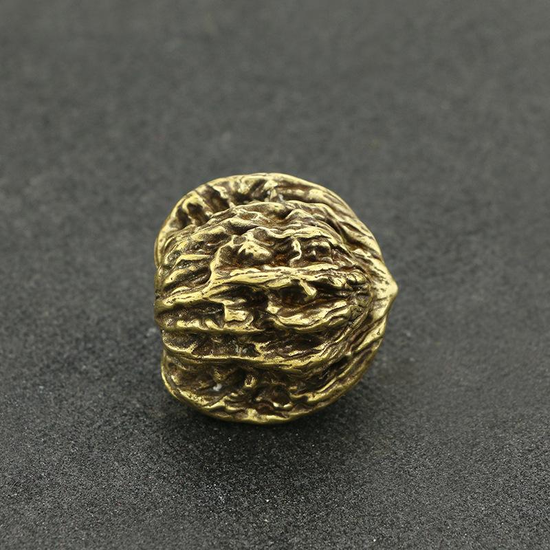 2PCS Vintage Brass Solid Large Walnut Antique Pure Copper Handicraft Ornaments