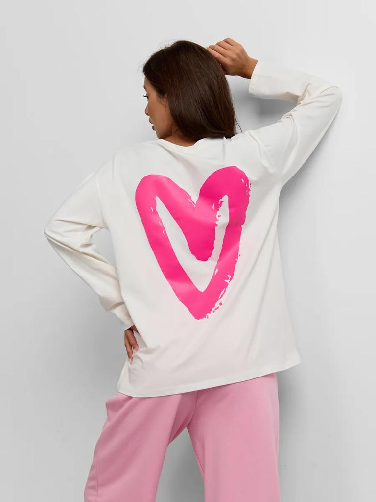 100% хлопковая футболка осень новая популярная принт любовь универсальный повседневный топ