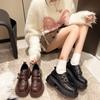 Platform British Style Small Leather Shoes Women's 2024 New Spring and Autumn One-pedal Black Single Shoes Retro Women's Shoes Loafers
