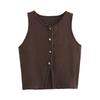 Kaslead New Arrival Women's Clothing Fashion Style Stylish Simple and Versatile Two Colors Plain Stitch Short Sleeveless Vest Top