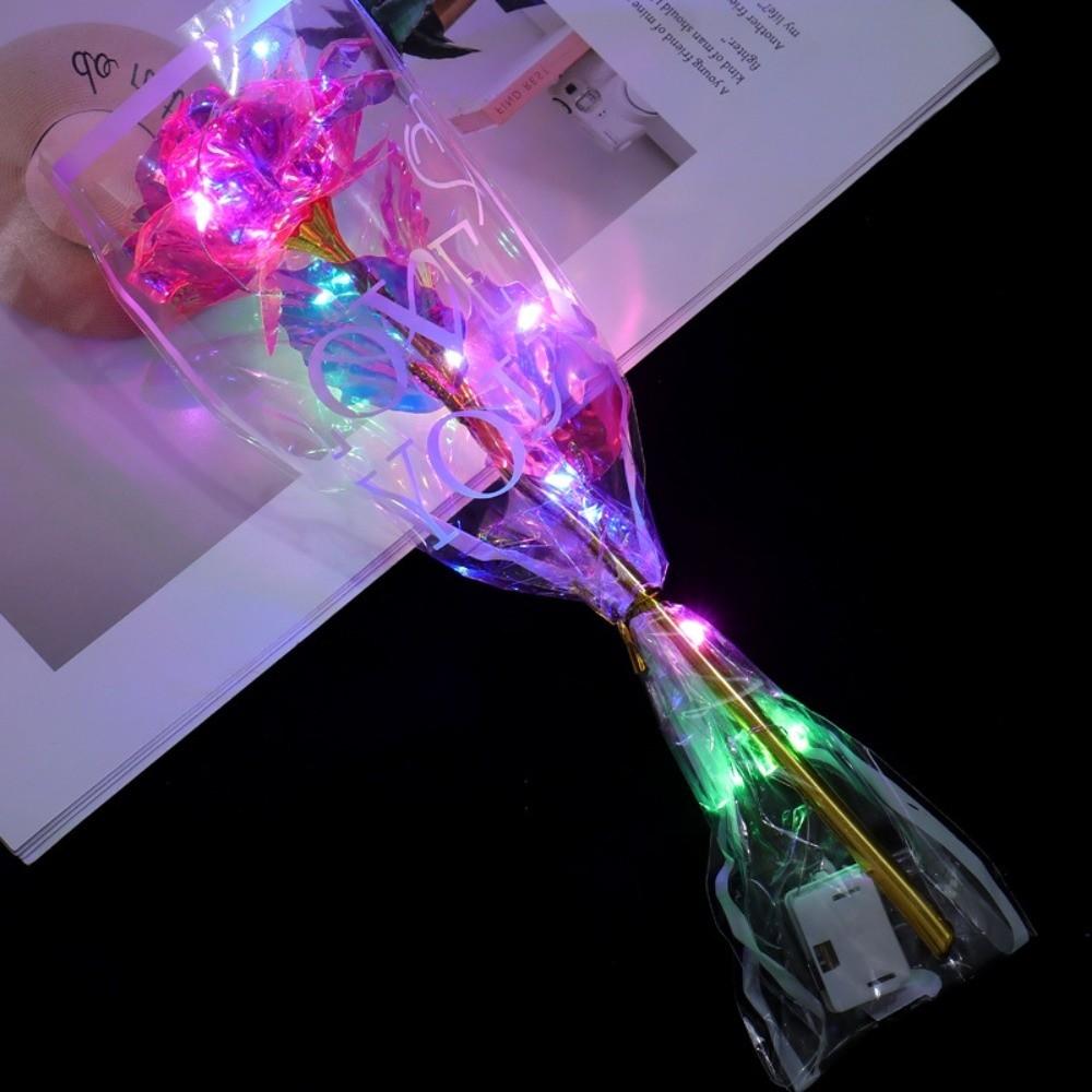 LED Lights Gold Foil Rose Flower Glowing Wedding Fake Flower Valentine's Day